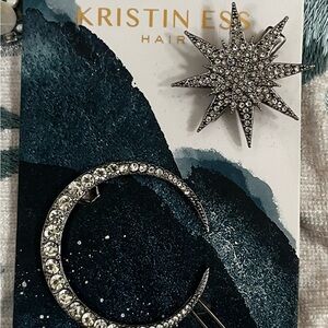 Brand New!! Kristin Ess Star and Moon Hair Clip Set